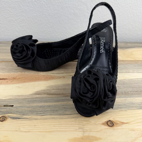 J.Renee Black Slingback Satin Slip On Kitten Heel Dress Shoe Size 7 - Picture 8 of 14